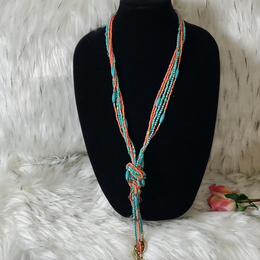 Multi Beaded Necklace With Dangle Charms